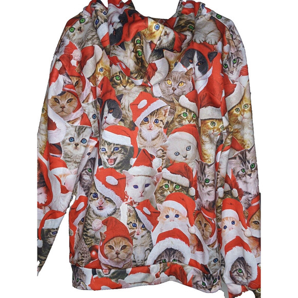 Santa Cat Hoodie Measurements in Description Poly/Spandex - Picture 2 of 3